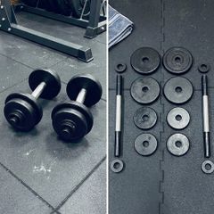 Pair of Solid Iron Adjustable Dumbbells 12kg Total Set