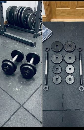 Pair of Solid Iron Adjustable Dumbbells 12kg Total Set