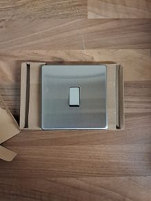Screwless Flat Plate 1-Gang 2-Way Switch, Brushed Steel