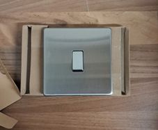 Screwless Flat Plate 1-Gang 2-Way Switch, Brushed Steel