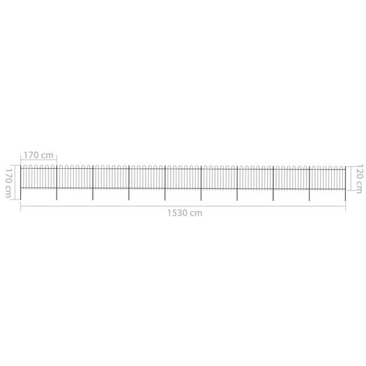 Garden Fence with Hoop Top Steel 15.3x1.2 m Black