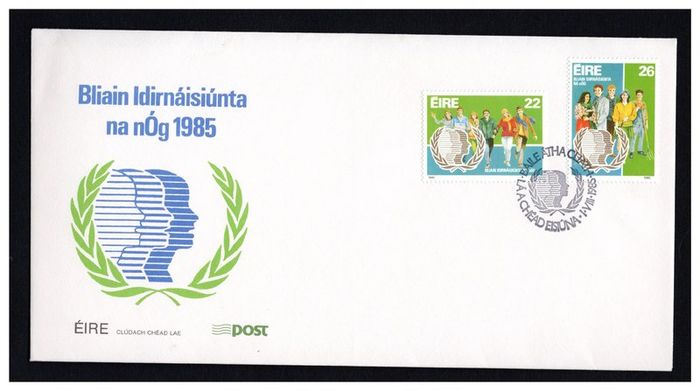 1985 Ireland International Youth Year Commemorative  Stamps An Post First Day Cover (FDC)