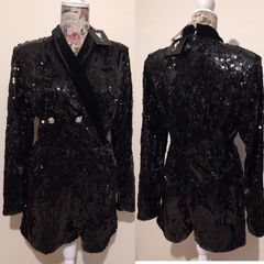 Black Sequin Pocket Playsuit   V BY VERY new with tags