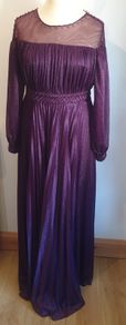 Lorensa Evening Dress Full Length Ball Gown Long Sleeves Lined Purple Size UK12 CAN POST