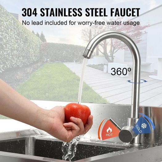 Stainless Steel Utility Sink, 1 Compartment Free Standing Small Sink Include Faucet & legs, 40.6 x 33 x 22.1 cm
