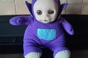 Teletubbies Tinky Winky Vintage 1996 Golden Bear Plush Eyes Open and Shut