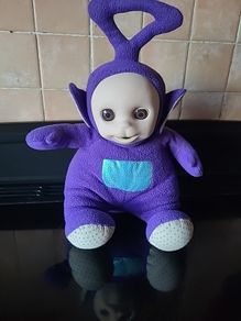 Teletubbies Tinky Winky Vintage 1996 Golden Bear Plush Eyes Open and Shut