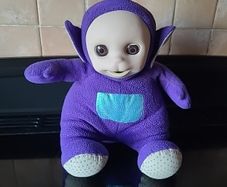 Teletubbies Tinky Winky Vintage 1996 Golden Bear Plush Eyes Open and Shut