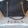 Furla Black Leather Handbag with silver chain straps Image 5