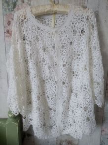 Hand knitted Crochet Lace Cardigan Jacket