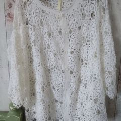Hand knitted Crochet Lace Cardigan Jacket