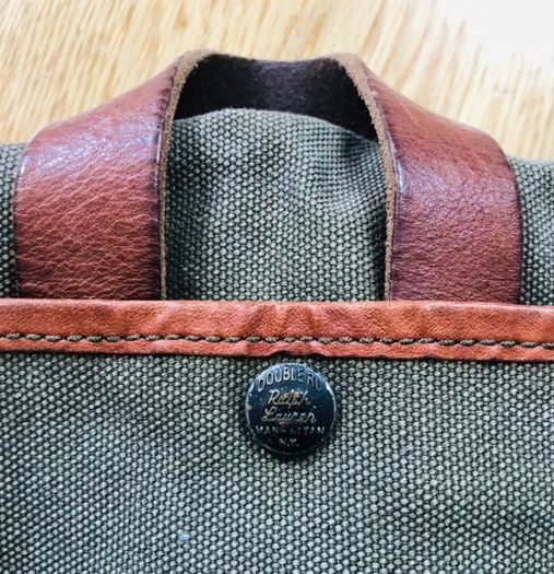 Rrl Double Ralph Lauren Army Canvas Leather Bag Rare!