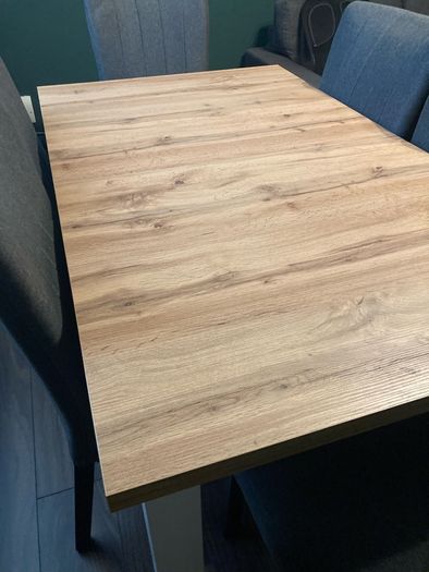 Large Extendable Solid Wood Table and Chairs - 6 Dark Grey