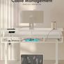 Height Adjustable Desk, 120cm Electric Standing Desk with Drawers, Sit stand up Table with Keyboard Tray, Office Table with Sockets and LED Light, Monitor Stand, White Image 4