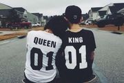 King And Queen Couple T-shirts For Valentines Day Gift Present Set Idea