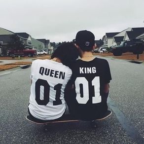 King And Queen Couple T-shirts For Valentines Day Gift Present Set Idea