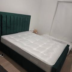 Luxury Emerald Green Bed and  Mattress  Bought Feb 2026  Nearly New