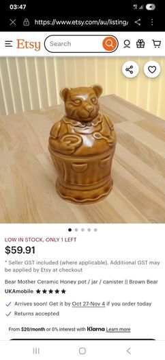 Bear Mummy Vintage Honey Pot