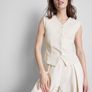New Cream Tailored Button-down Vest Top Image 3