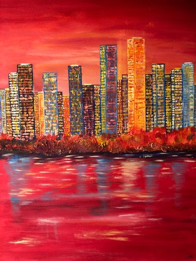 Red City original Oil Painting