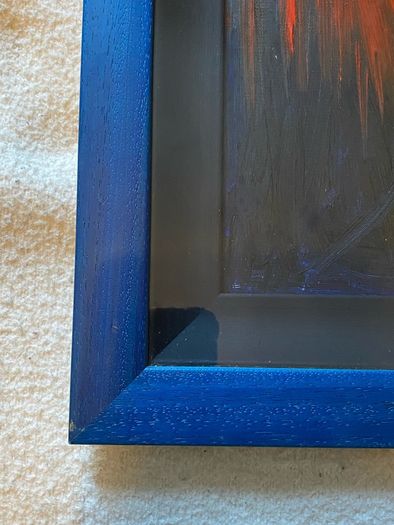 Oil on board 3 women framed and glazed in a nice blue frame unsigned
