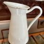 Vintage Shabby Chic Antique White Enamel Jug Vase Image 7