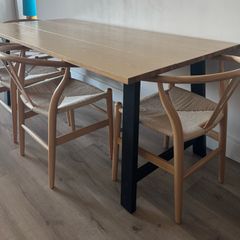 Oak Dining Table with black legs