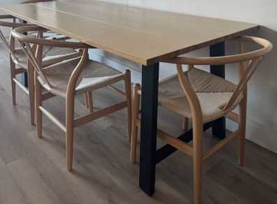 Oak Dining Table with black legs