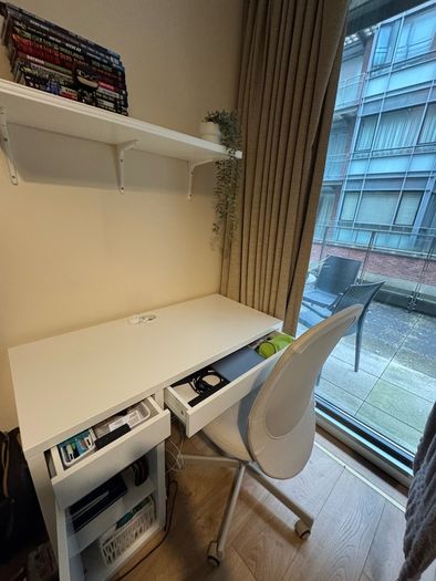 Studying table, two bedside table, office chair and a wall shelf