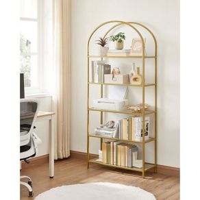 5 Tier Bookcase Tempered Glass Shelf Storage Rack