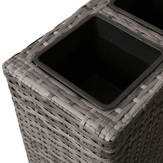 Garden Raised Bed with 4 Pots 2 pcs Poly Rattan Grey