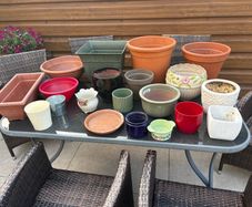 Mixed sizes Ceramic and plastic planters pots