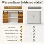 Buffet Cabinet - Large Sideboard - Storage Cupboard, Kitchen Cabinet Server with Sliding Barn Doors, Storage Sideboard Console Table for Dining Room Living Room Hallway Entrance Area Image 7