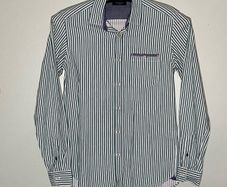 Ted Baker Mens Green/White Stripe Long Sleeve Shirt Size Small