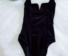 Black Velvet Bodysuit - Size xs
