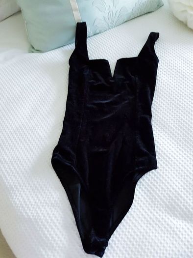 Black Velvet Bodysuit - Size xs