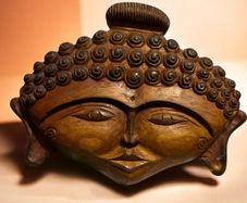 Beautiful Hand Carved Wooden Buddha Mask