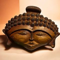 Beautiful Hand Carved Wooden Buddha Mask