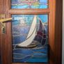 Vintage Stained Glass Doors (Pair):  Beautiful Coastal/Nautical Theme Image 5