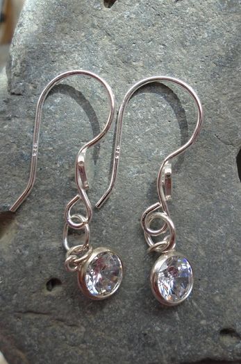 SilverCZ earrings,Drop earrings,New,Gift.Silver earrings