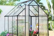 Polycarbonate Greenhouse with Swing Door and Adjustable Window 6 x 6.5ft
