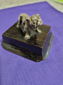 Silver bulldog statue
