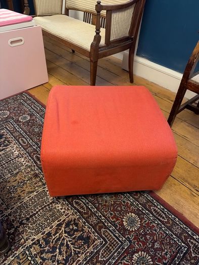 IKEA footstool / pouffe - coral orange fabric