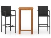 3 Piece Garden Bar Set Black