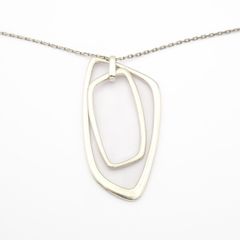 Geometric 925 Silver Pendant On Sterling Italian Chain