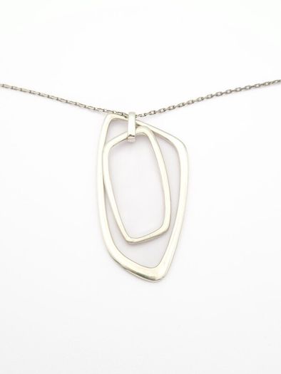 Geometric 925 Silver Pendant On Sterling Italian Chain