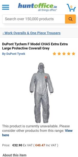 Hooded Protective Coverall. RRP 40 EUR