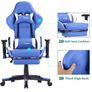 Ergonomic Gaming Chair, Computer Desk Chair Racing Design with Wide Back Cushion, Extendible Footrest in Waist Area Simply Connect to PC (Blue 1) Image 2