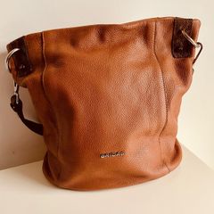 Soft Cognac Brown Leather Shoulder Bag Bridas Spain