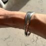 Vintage Mexican solid silver bangle, malachite inlay Image 2